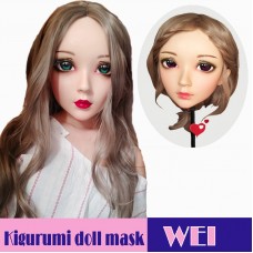 (Wei)Crossdress Sweet Girl Resin Half Head Female Kigurumi Mask With BJD Eyes Cosplay Anime Doll Mask (Wei)Crossdress Sweet Girl Resin Half Head Female Kigurumi Mask With BJD Eyes Cosplay Anime Doll Mask